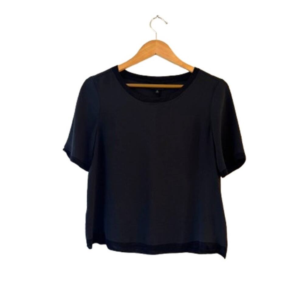 Who What Wear Boxy Short Sleeve Tee T-Shirt Size‎ S Black Round Neck Pullover